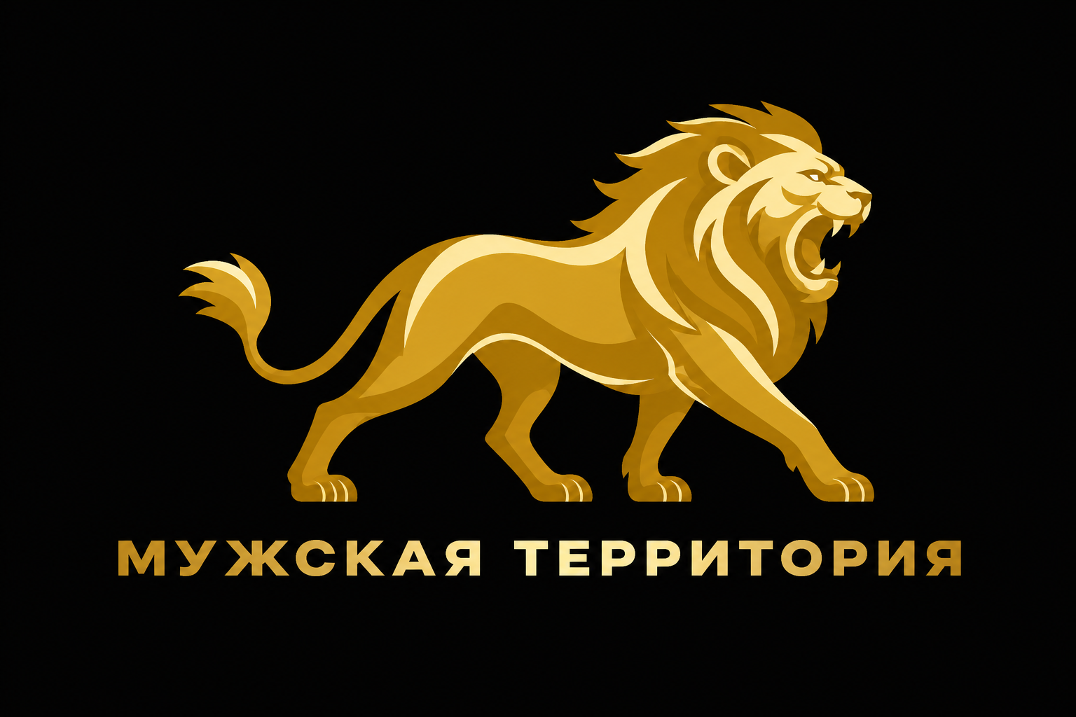 Золотой идущий лев — эмблема «Мужской Территории»